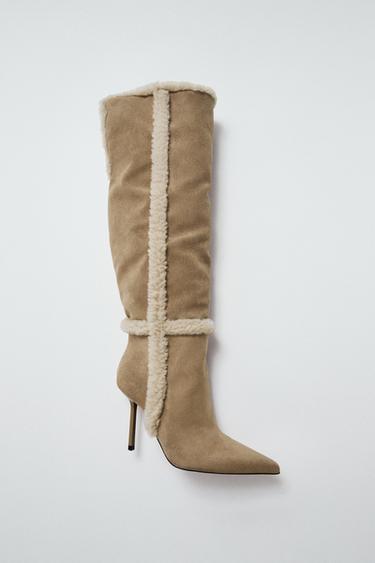 COMBINATION HEEL BOOTS - Light beige by Zara