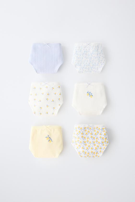 6-14 YEARS / SIX-PACK OF LEMON BRIEFS - Blue/White by Zara - Image 0