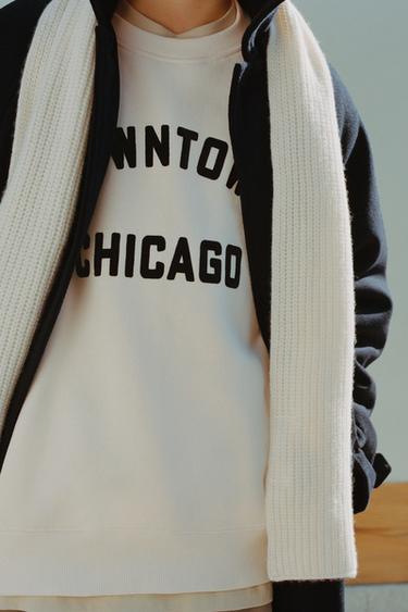 FLOCK TEXT SWEATSHIRT - Ecru by Zara