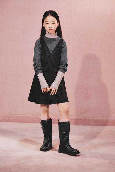 CHECK PINAFORE DRESS - Black by Zara