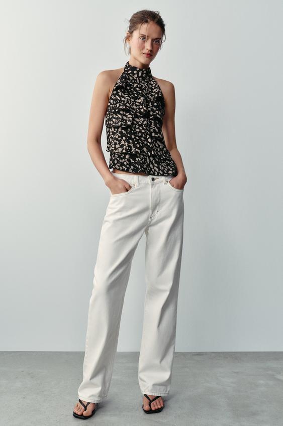 RUFFLED POLKA DOT HALTER TOP - Leopard by Zara - Image 0