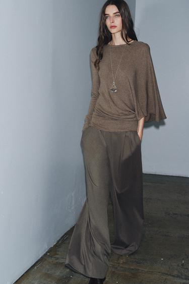 WIDE-LEG TROUSERS WITH DARTS ZW COLLECTION - brown vigore by Zara