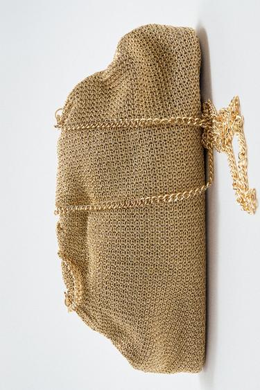 METALLIC BRAIDED CLUTCH - Gold by Zara