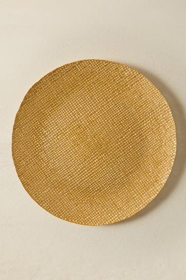 GOLDEN IRREGULAR GLASS SERVICE PLATE - Gold by Zara