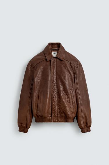 VINTAGE-EFFECT LIMITED EDITION LEATHER JACKET - Brandy by Zara