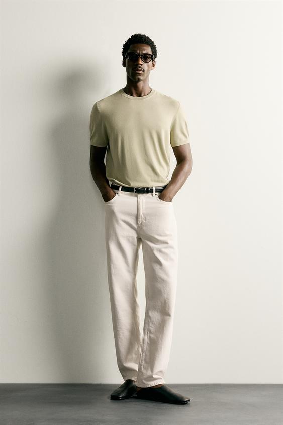 BASIC REGULAR FIT KNIT T-SHIRT - Light green by Zara - Image 0