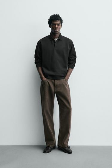 REGULAR FIT TEXTURED POLO SHIRT - Black by Zara