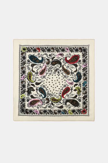 EMBROIDERED PRINTED SCARF - Ecru by Zara