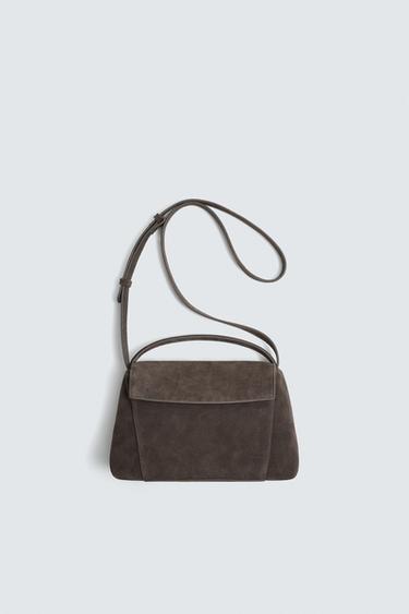 LEATHER CROSSBODY BAG M LIMITED EDITION - Brown by Zara