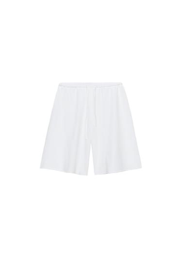 COTTON DRAWSTRING BERMUDA SHORTS - White by Zara