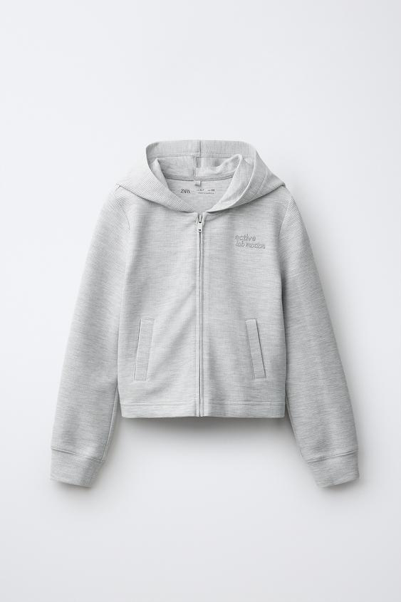 WAFFLE-KNIT GYM HOODIE - Grey marl by Zara - Image 0