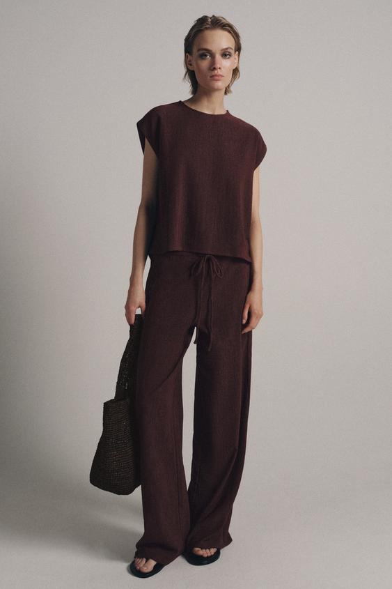 RUSTIC SLEEVELESS TOP - Burgundy by Zara - Image 0