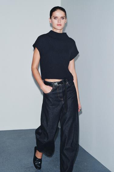 RIB KNIT VEST - Navy blue by Zara