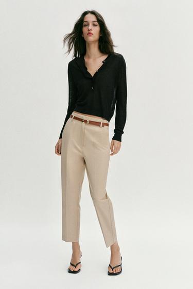 HIGH-WAIST TROUSERS WITH BELT - Light camel by Zara