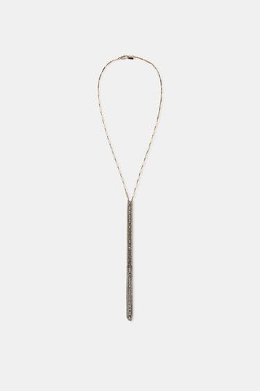 LONG JEWEL NECKLACE - Aged gold by Zara