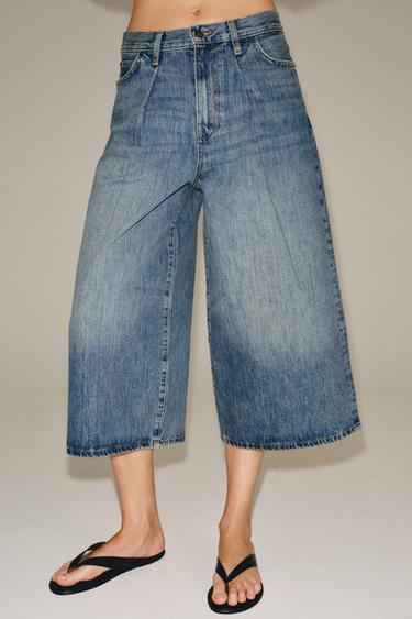 ZW COLLECTION MID-WAIST DENIM BERMUDA SHORTS - Blue by Zara