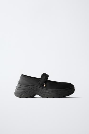 CHUNKY SPORTS BALLET FLATS - Black by Zara