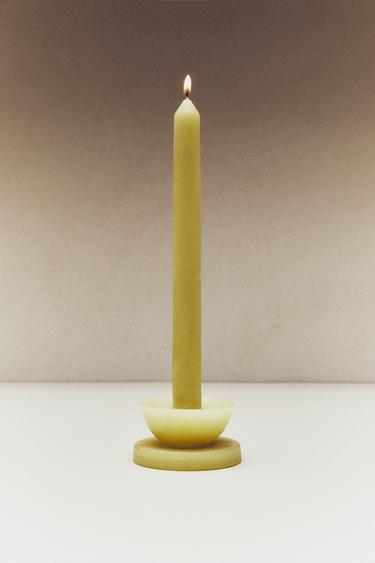 DECORATIVE CANDLE WITH BASE - Yellow by Zara