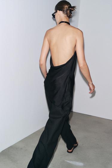 ZW COLLECTION SATIN HALTER TOP - Black by Zara