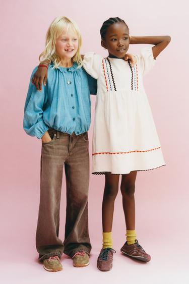 WIDE-LEG JEANS - Brown by Zara