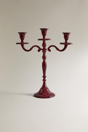 THREE CANDLE CHRISTMAS CANDELABRA - Red by Zara