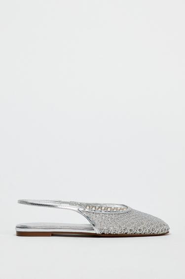 METALLIC BRAIDED SLINGBACK SHOES - Silver by Zara - Image 0