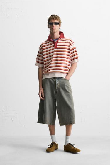 STRIPED TEXTURED KNIT POLO SHIRT - Multicoloured by Zara - Image 0
