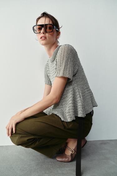 LEATHER FLAT SHOES WITH BUCKLE - Taupe Grey by Zara