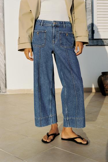 Z1975 HIGH-WAIST CULOTTE JEANS - Mid-blue by Zara