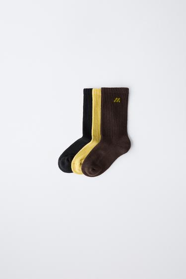 3-PACK OF LOGO SOCKS - Brown by Zara - Image 0