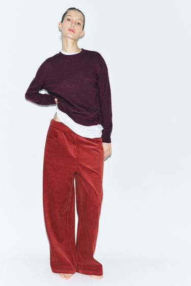 EXTRA SOFT 100% WOOL SWEATER - Burgundy by Zara