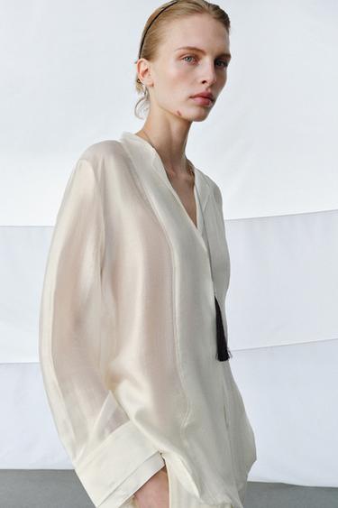 ZW COLLECTION FLOWING SHIRT - Oyster-white by Zara