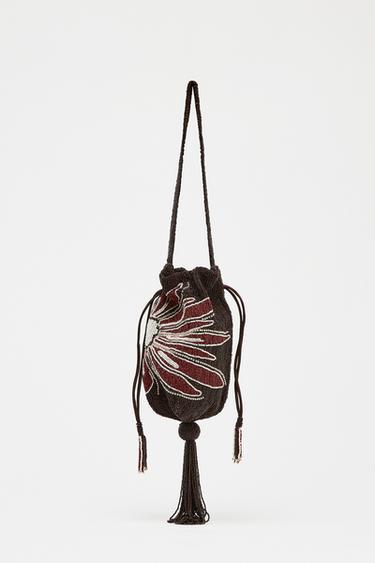 MINI FLORAL BUCKET BAG - Chocolate by Zara