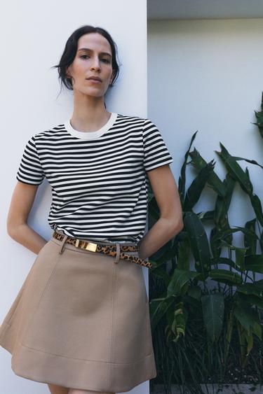 SHORT SLEEVE INTERLOCK T-SHIRT - striped by Zara