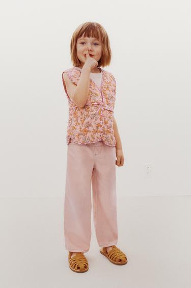 WIDE-LEG TWILL TROUSERS - Ecru by Zara