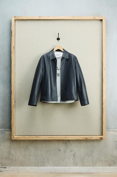 LEATHER JACKET - Blue by Zara