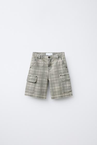 CHECK BERMUDA SHORTS - Light khaki by Zara - Image 0