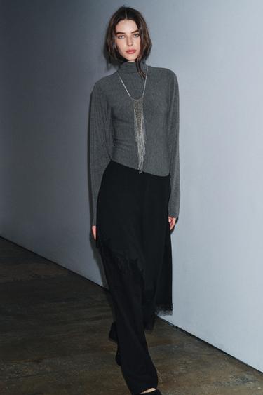 HIGH NECK T-SHIRT - Grey by Zara