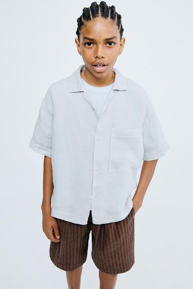 STORIESZ - 100% LINEN SHIRT - Blue marl by Zara
