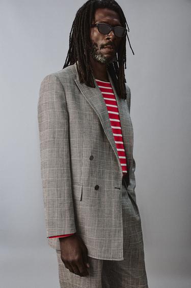 CHECK WOOL - LINEN SUIT AARON LEVINE X ZARA - Burgundy by Zara