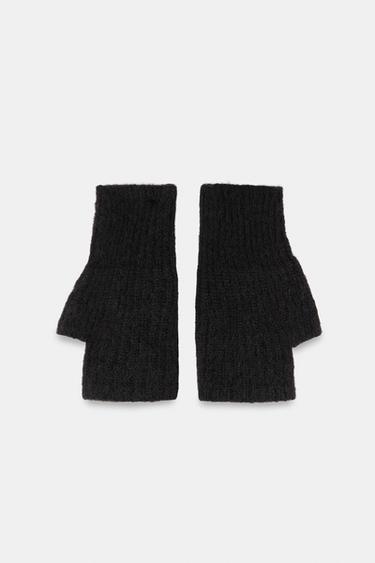 SHORT KNIT MITTENS - Black by Zara