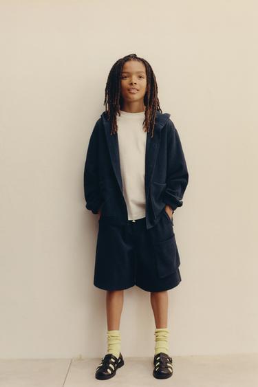 RUSTIC HOODED OVERSHIRT - Navy blue by Zara