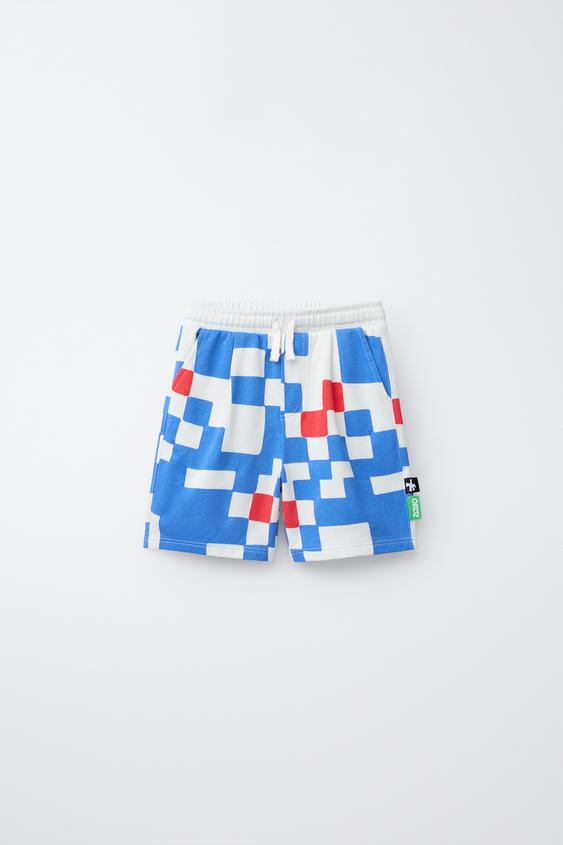 CHECK BERMUDA SHORTS WITH LOGO LABEL - Blue by Zara - Image 0