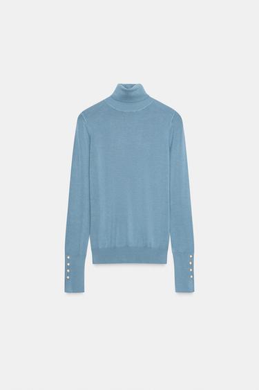 BASIC PLAIN KNIT JUMPER - Mid-blue by Zara