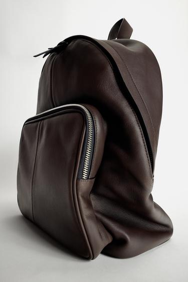 LEATHER BACKPACK - Brown by Zara