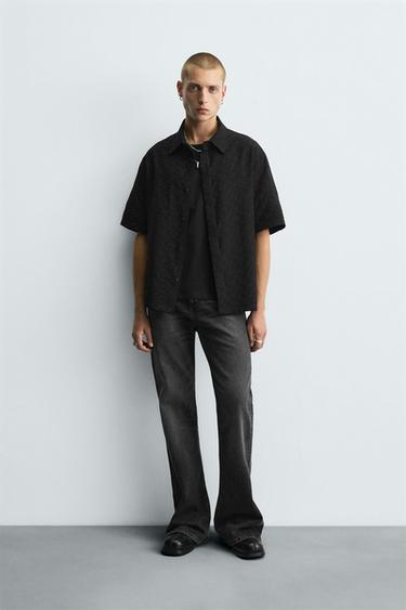 GEOMETRIC JACQUARD SHIRT - Black by Zara - Image 0