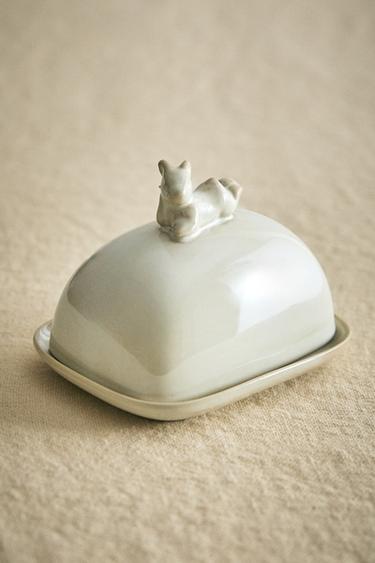 CERAMIC RABBIT BUTTER DISH - Cream by Zara