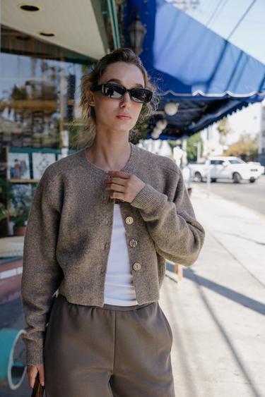 SOFT KNIT CARDIGAN - Metal brown by Zara