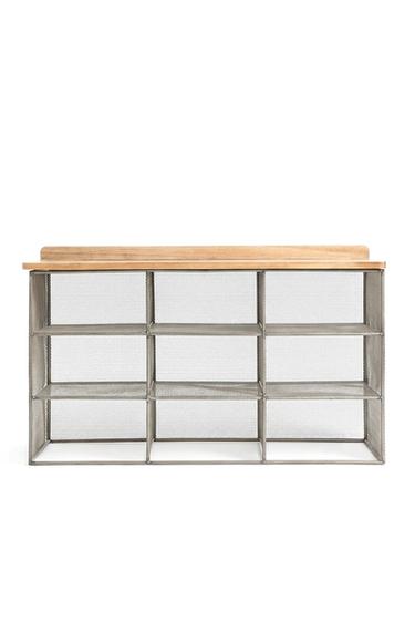 METAL AND WOOD SHOE BENCH - Dark grey by Zara