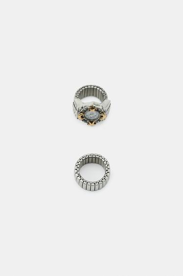 PACK OF 2 MESH WATCH RINGS - Silver by Zara